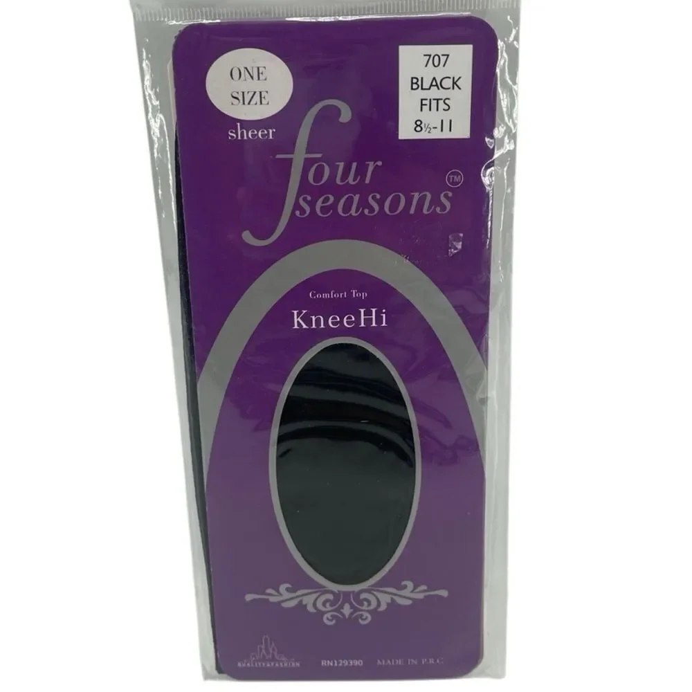 Four Seasons 707 Women’s Comfort Sheer Knee Highs 8.5-11 Black and Brown, NIP